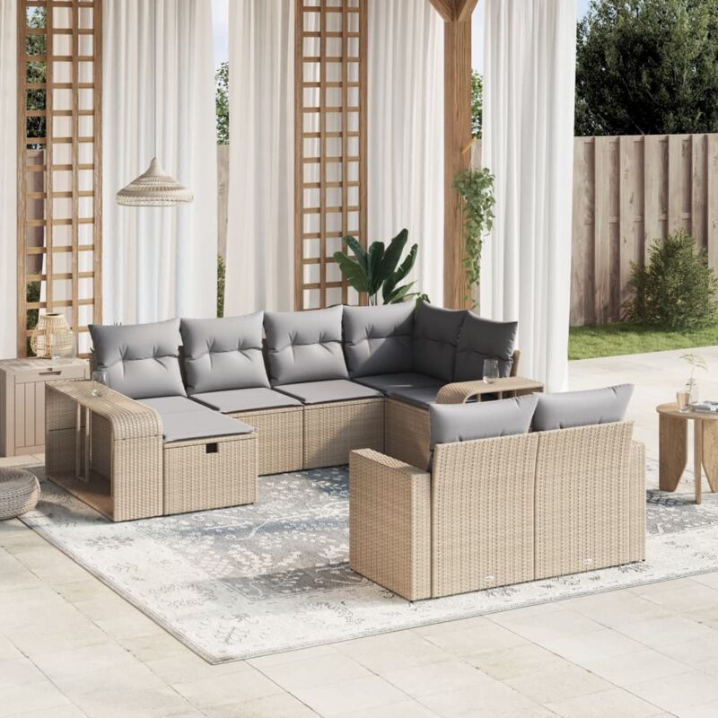 Vidaxl - Salon de jardin avec coussins 10 pcs beige résine tressée