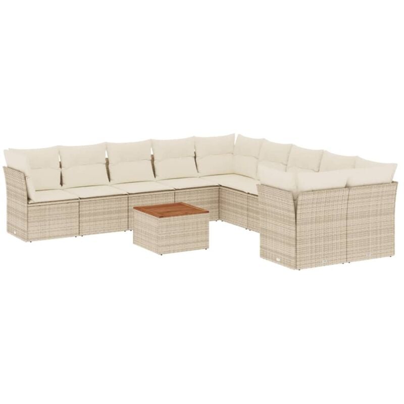 Vidaxl - Salon de jardin 11 pcs avec coussins beige résine tressée