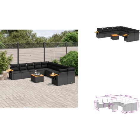 Salon de jardin 11 pcs avec coussins noir résine tressée - Salon De Jardin - Canapé Extérieur - Mobilier De Jardin - Set Salon De Jardin - Résine Tressée