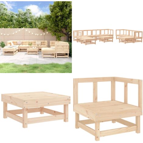 Salon de jardin 11 pcs Bois de pin massif - Canapé extérieur - Bois de pin massif
