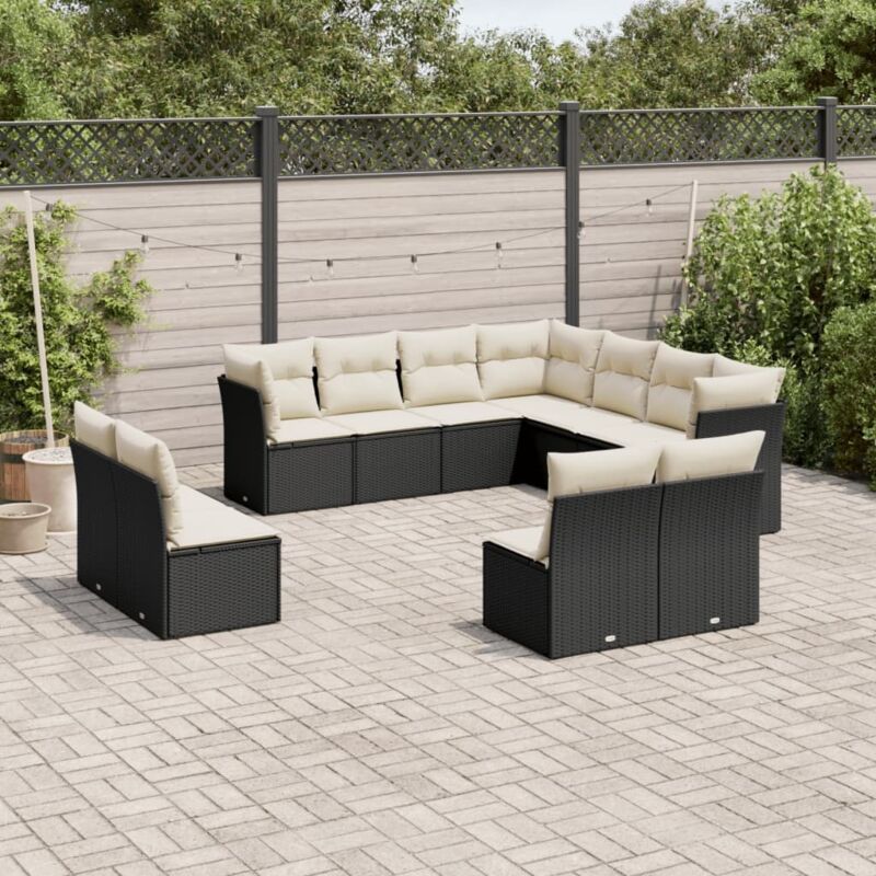 Vidaxl - Salon de jardin 11 pcs avec coussins noir résine tressée