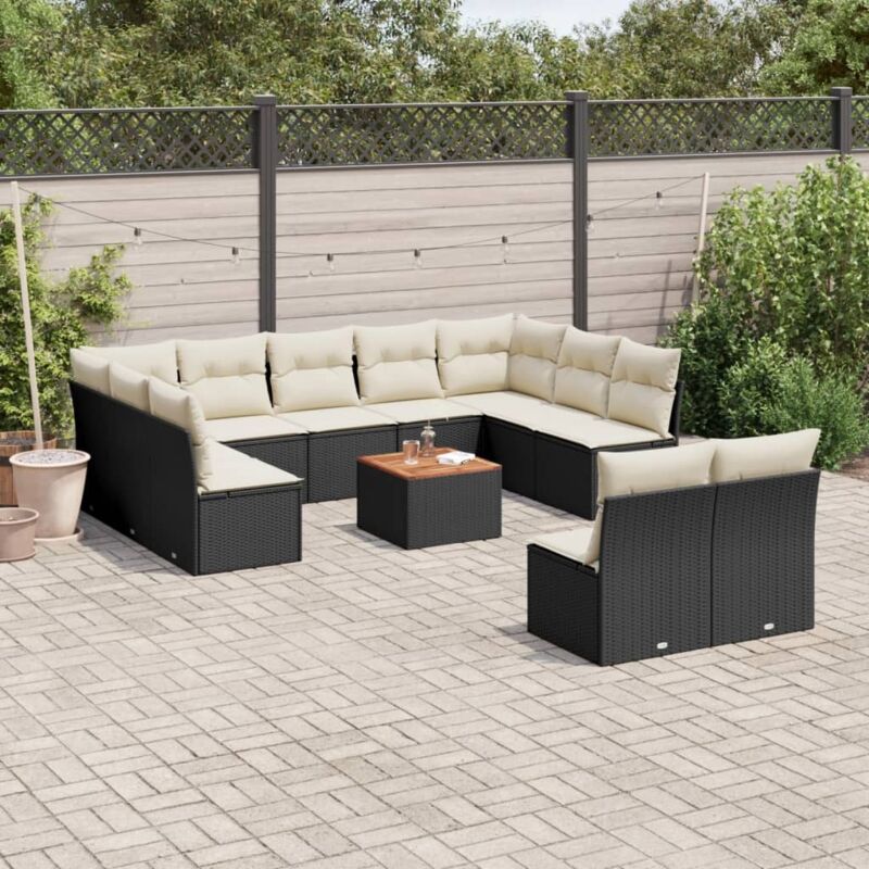 Vidaxl - Salon de jardin 12 pcs avec coussins noir résine tressée