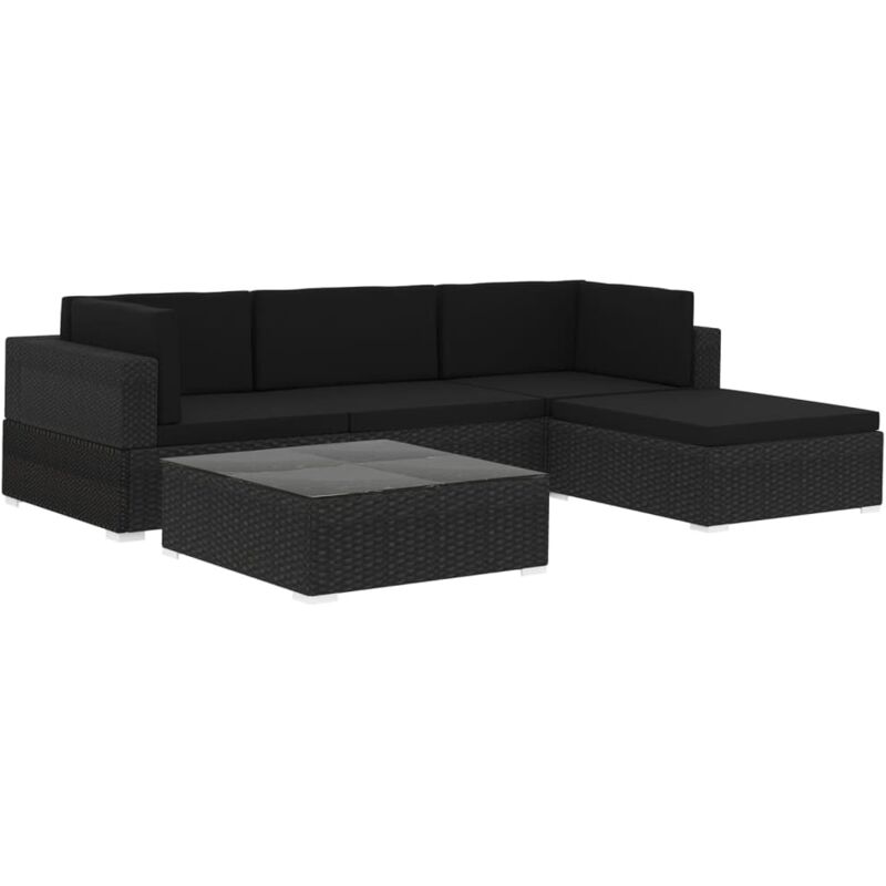 Vidaxl - Salon de jardin 5 pcs avec coussins Résine tressée Noir
