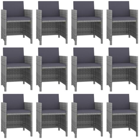 Salon de jardin 13 pcs - Moderne - Meuble de jardin avec coussins Résine tressée Anthracite Balcon 1640