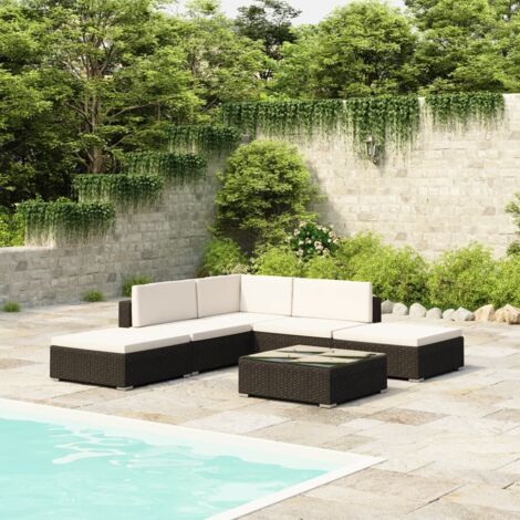 Salon de jardin 15 pcs - Mobilier de jardin - Résine tressée Noir Chic-826579