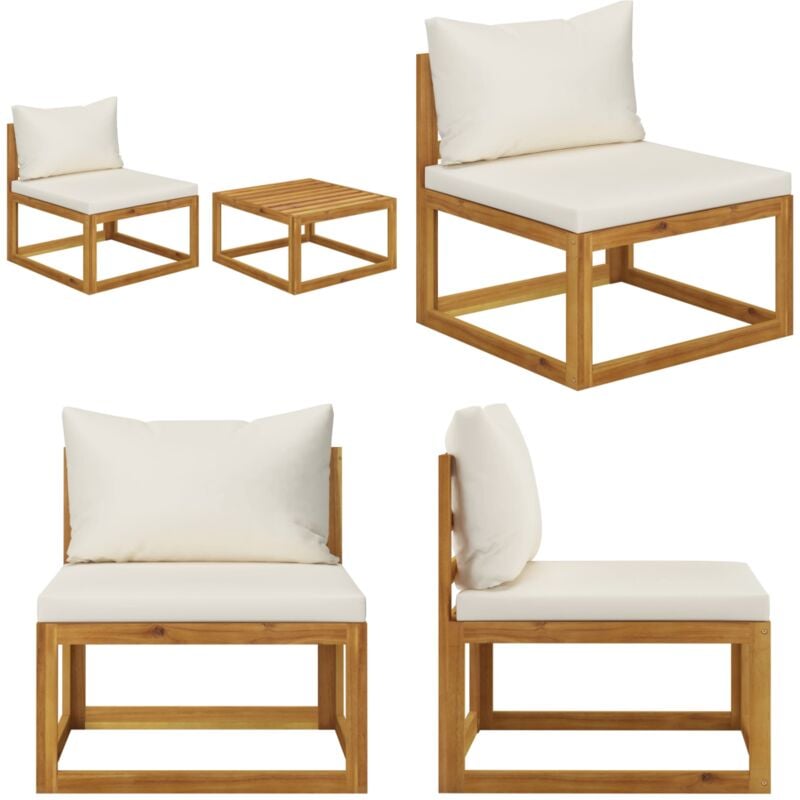 Salon de jardin 2 pcs avec coussin Bois d'acacia solide - Salon De Jardin - Mobilier De Jardin - Canapé De Jardin - Set De Salon De Jardin - Acacia