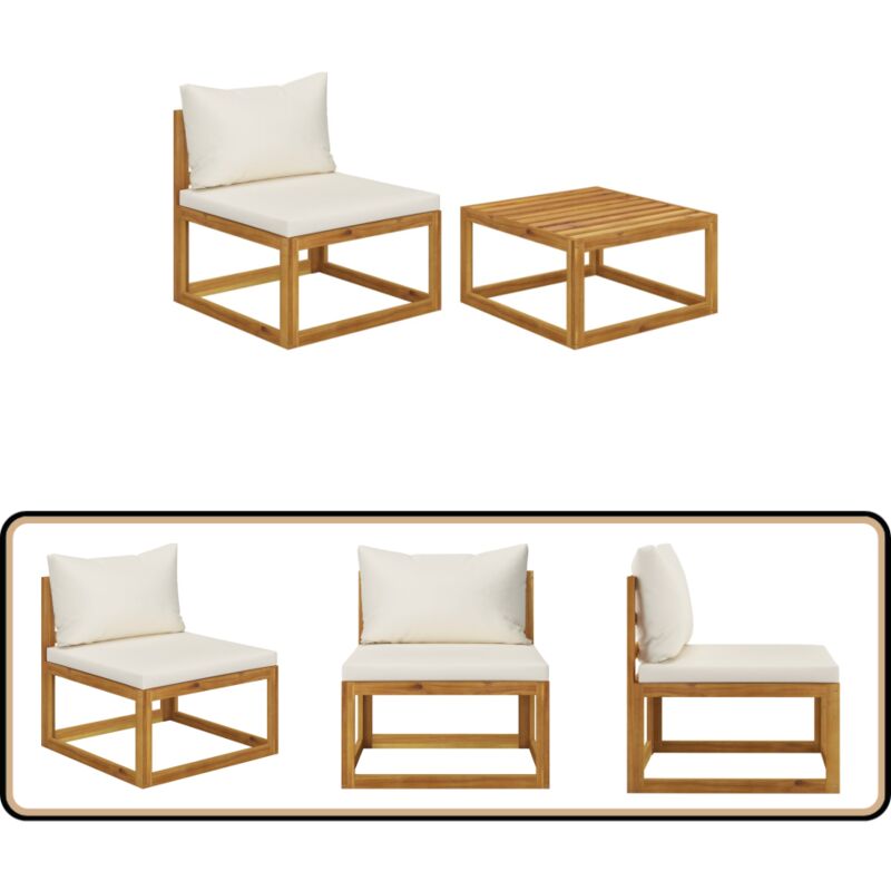 Vidaxl - Salon de jardin 2 pcs avec coussin Bois d'acacia solide - Salon De Jardin - Mobilier De Jardin - Canapé De Jardin - Set De Salon De Jardin