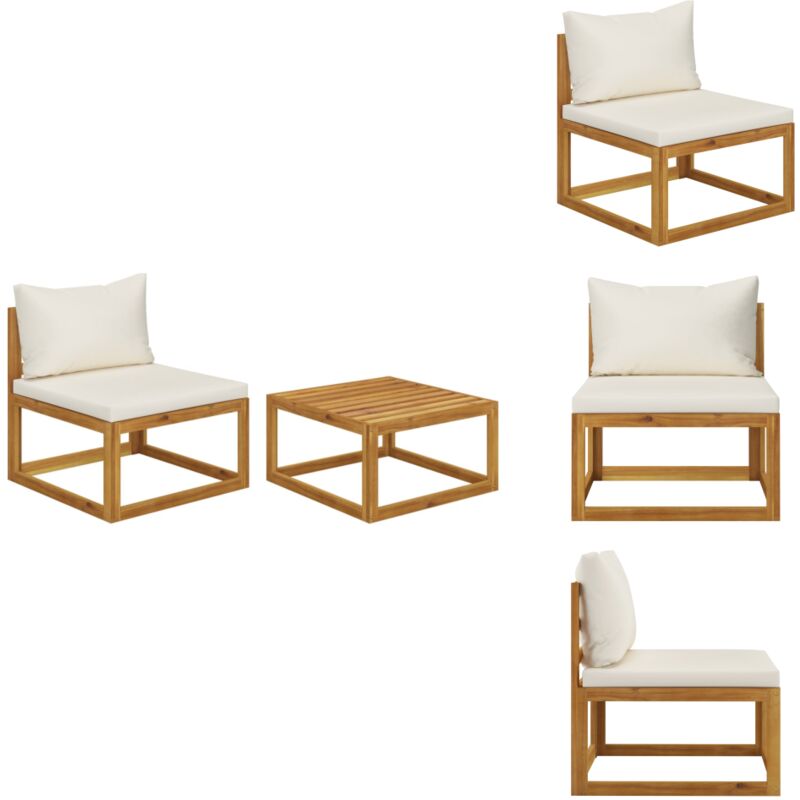 Salon de jardin 2 pcs avec coussin Bois d'acacia solide - Salon De Jardin - Mobilier De Jardin - Canapé De Jardin - Set De Salon De Jardin - Acacia