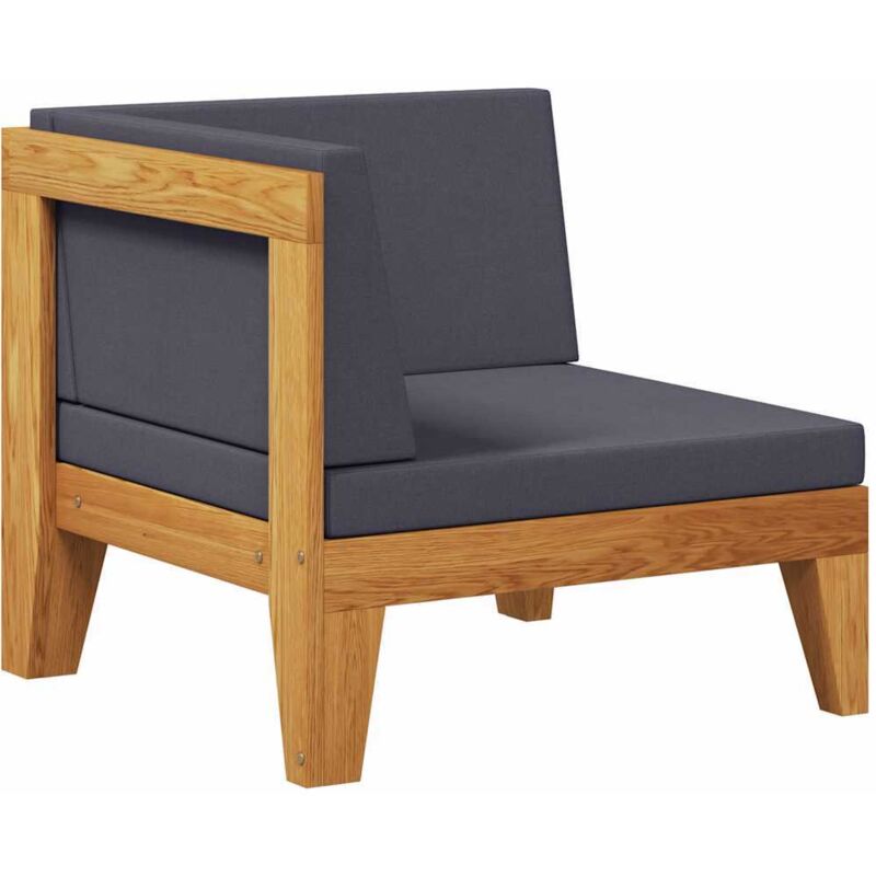 vidaXL Modular-Ecksofa mit Dunkelgrauen Kissen Akazie Massivholz