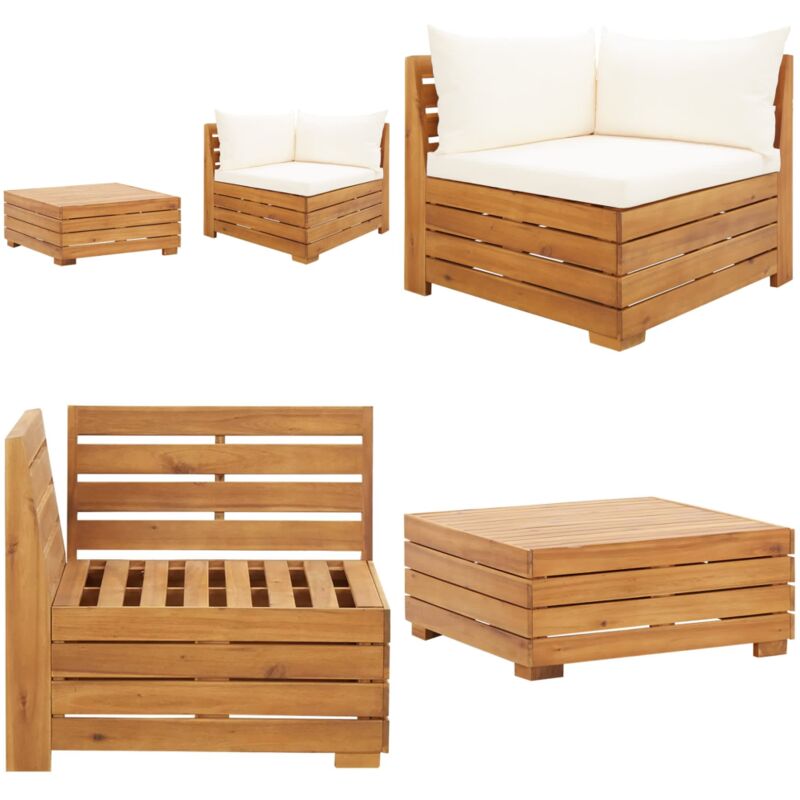 Salon de jardin 2 pcs avec coussins Bois d'acacia solide - Salon De Jardin - Mobilier De Jardin - Ensemble De Salon - Meubles De Jardin - Acacia