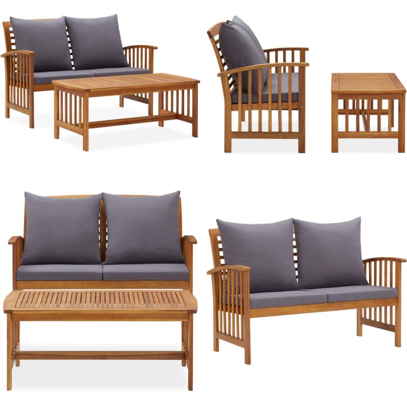 Salon de jardin 2 pcs avec coussins bois d'acacia solide - Salon De Jardin - Mobilier De Jardin - Ensemble De Jardin - Banc De Jardin - Acacia - Home