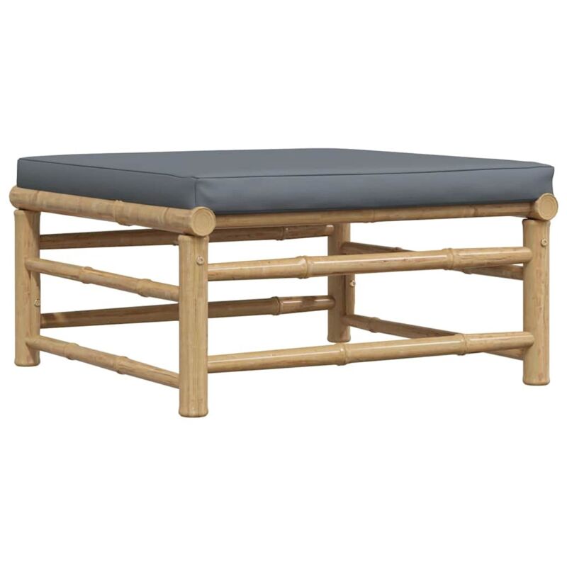 Vidaxl - Repose-pied de jardin avec coussin gris foncé Bambou