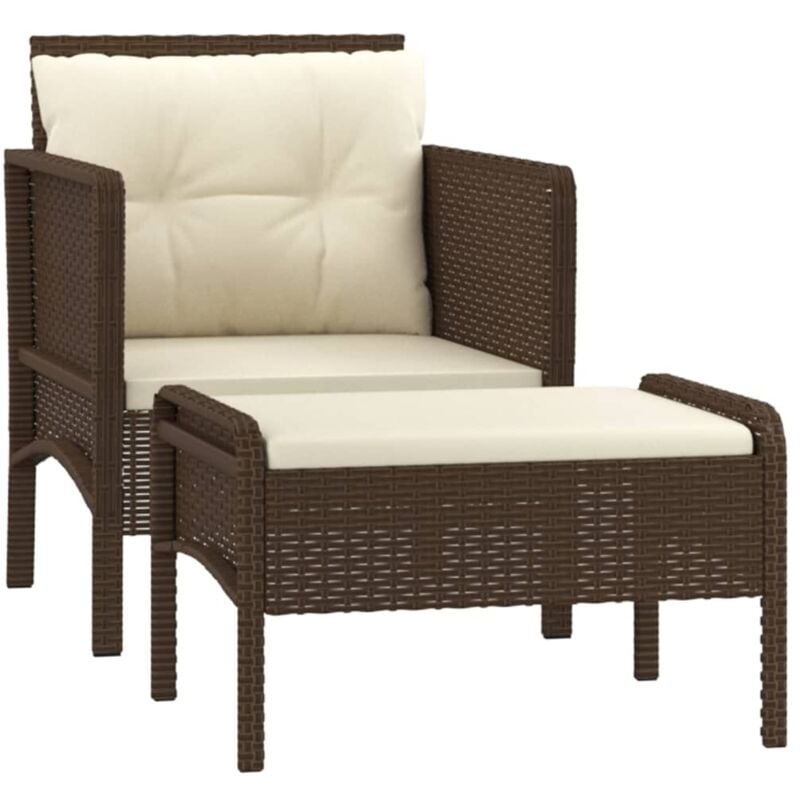 Salon de jardin 2 pcs avec coussins Marron Résine tressée Vidaxl