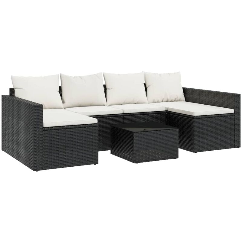 Vidaxl - Salon de jardin 2 pcs avec coussins Noir Résine tressée