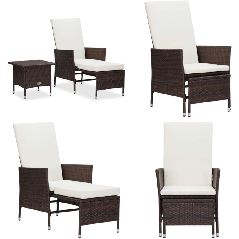 Salon de jardin 2 pcs avec coussins Résine tressée Marron - Meubles De Jardin - Salon De Jardin - Mobilier Extérieur - Chaise Lounge - Set De Jardin