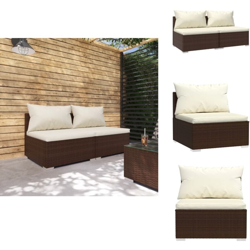 Salon de jardin 2 pcs avec coussins Résine tressée Marron - Salon De Jardin - Meuble De Jardin - Ensemble De Salon - Résine Tressée - Mobilier