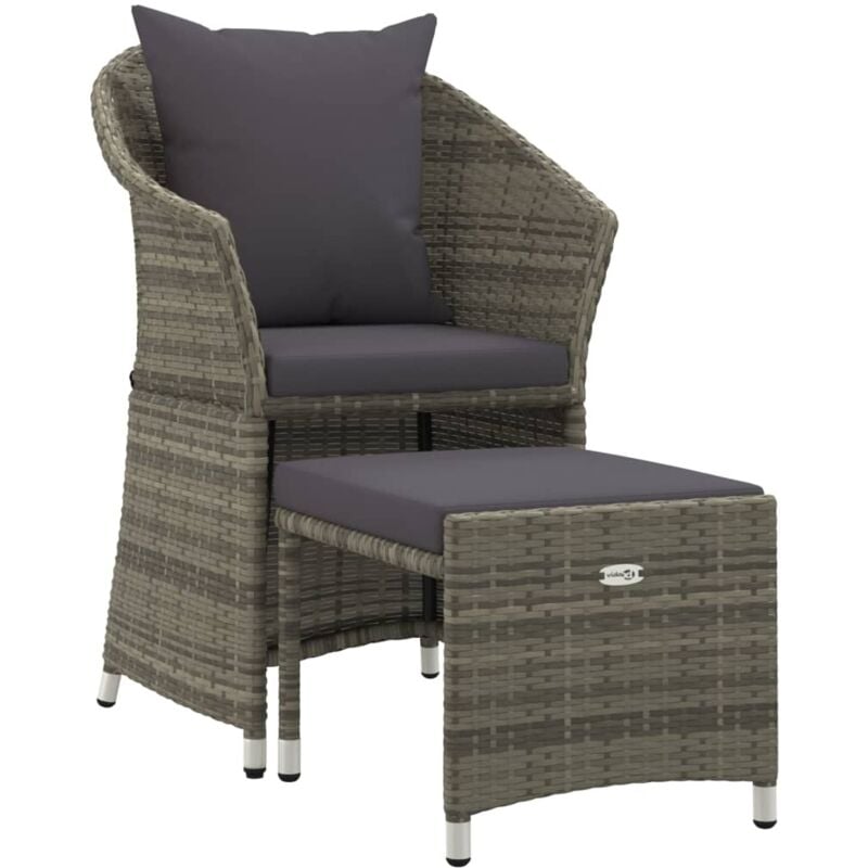 Vidaxl - Salon de jardin 2 pcs avec coussins Gris Résine tressée