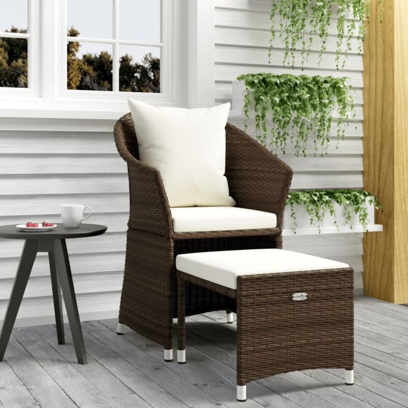 Salon de jardin 2 pcs avec coussins Marron Résine tressée Vidaxl
