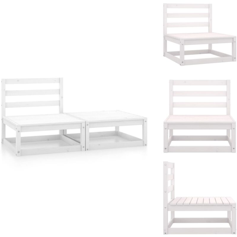 Salon de jardin 2 pcs blanc bois de pin massif - Salon De Jardin - Mobilier De Jardin - Set De Salon De Jardin - Canapé De Jardin - Chaise Longue