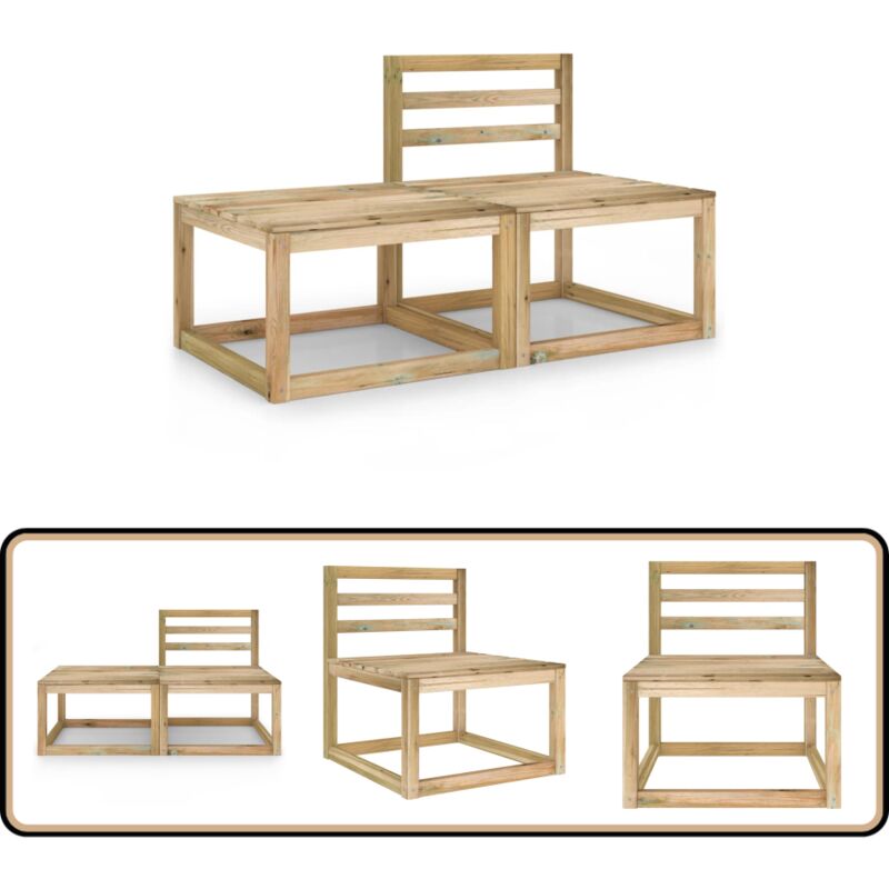 Salon de jardin 2 pcs Bois de pin imprégné de vert - Salon De Jardin - Mobilier De Jardin - Ensemble De Salon - Canapé De Jardin - Bois De Pin