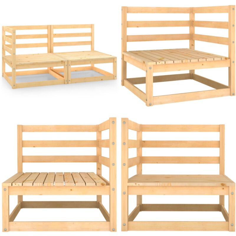 Salon de jardin 2 pcs bois de pin massif - Salon De Jardin - Mobilier De Jardin - Ensemble De Salon De Jardin - Canapé D'angle - Canapé En Bois