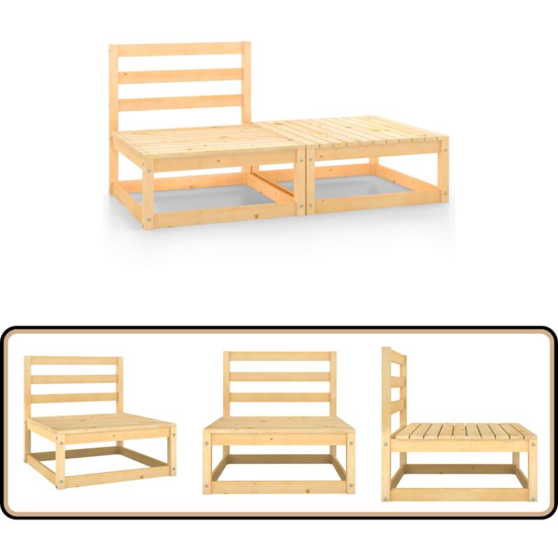 Vidaxl - Salon de jardin 2 pcs bois de pin massif - Salon De Jardin - Mobilier De Jardin - Set De Salon De Jardin - Meubles En Bois - Bois De Pin