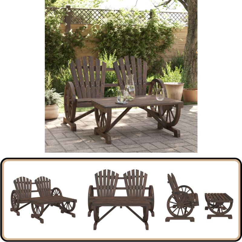 Salon de jardin 2 pcs bois de sapin massif - Salon De Jardin - Mobilier De Jardin - Chaisesdirondack - Table De Jardin - Bois De Sapin