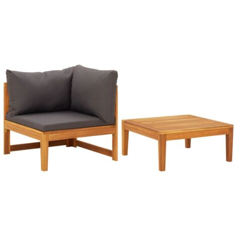 Salon de jardin 2 pcs - Canapé de jardin - Ensembles de Meubles d'exterieur - avec coussins gris foncé Bois d'acacia Chic-469103