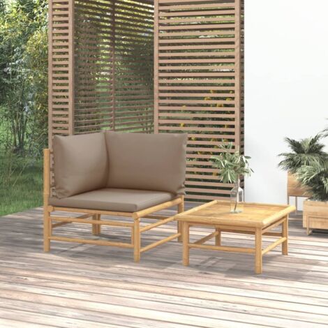 Salon de jardin 2 pcs - Canapé de jardin - Ensembles de Meubles d'exterieur - avec coussins taupe bambou Chic-556887