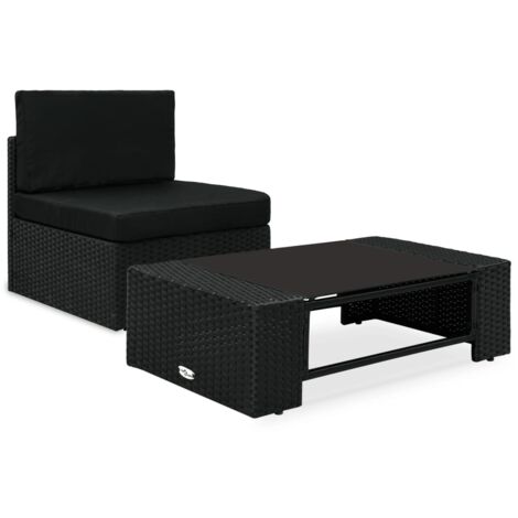 Salon de jardin 2 pcs - Canapé de jardin - Ensembles de Meubles d'exterieur - Résine tressée Noir Chic-896287
