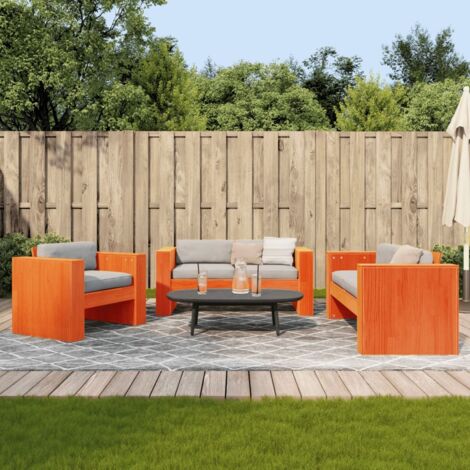 Salon de jardin 2 pcs cire marron bois de pin massif vidaXL