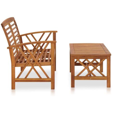 Salon de jardin 2 pcs Contemporain, Ensemble repas de jardin, Bois d'acacia solide OIB2863E