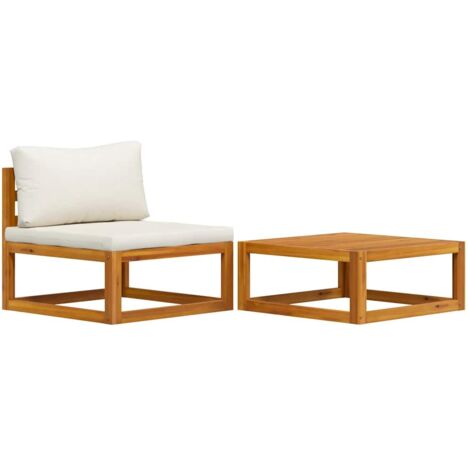 Salon de jardin 2 pcs Ensemble Table et Chaise de Jardin - avec coussin Bois d'acacia solide BV749282 - BonneVie