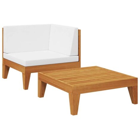 Salon de jardin 2 pcs Ensemble Table et Chaise de Jardin - avec coussins Bois d'acacia solide BV897610 - BonneVie