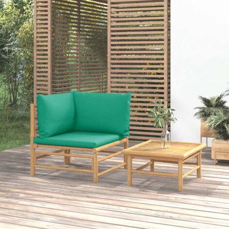 Salon de jardin 2 pcs - Ensemble Table et Chaise de Jardin - avec coussins vert bambou BV171898 - BonneVie