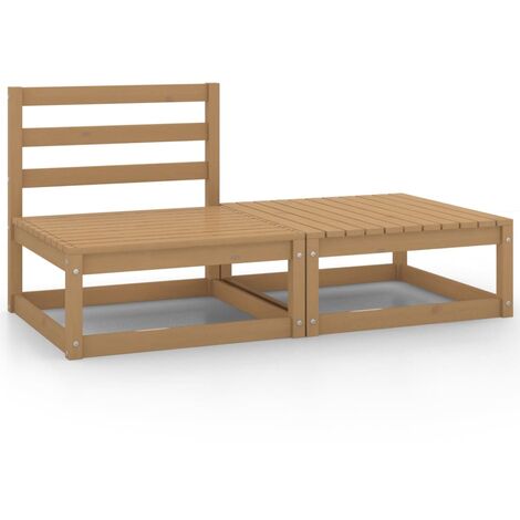 Salon de jardin 2 pcs Ensemble Table et Chaise de Jardin - Marron miel Bois de pin massif BV931138 - BonneVie - Brun
