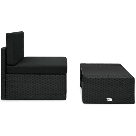 Salon de jardin 2 pcs Ensemble Table et Chaise de Jardin - Résine tressée Noir BV213757 - BonneVie