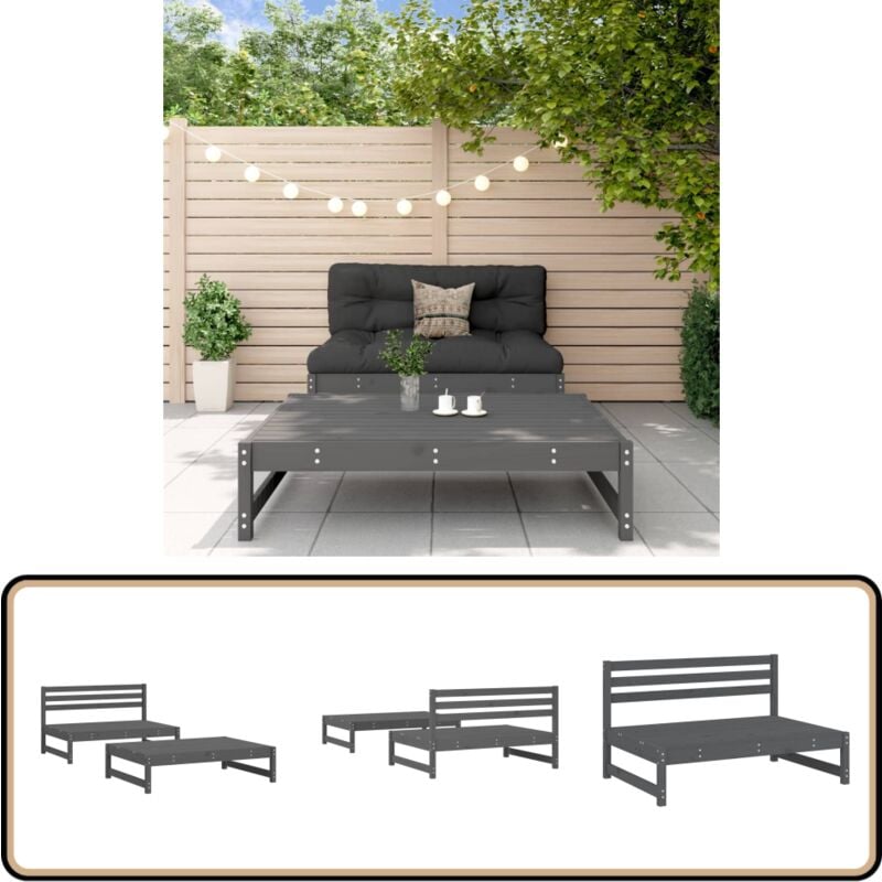 Vidaxl - Salon de jardin 2 pcs gris bois massif de pin - Meubles De Jardin - Salon De Jardin - Set De Salon De Jardin - Mobilier Extérieur - Chaise