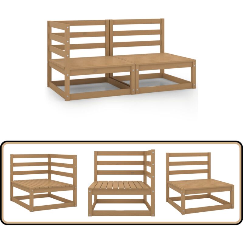 Salon de jardin 2 pcs marron miel bois de pin massif - Salon De Jardin - Mobilier De Jardin - Ensemble De Salon De Jardin - Canapé D'angle - Canapé