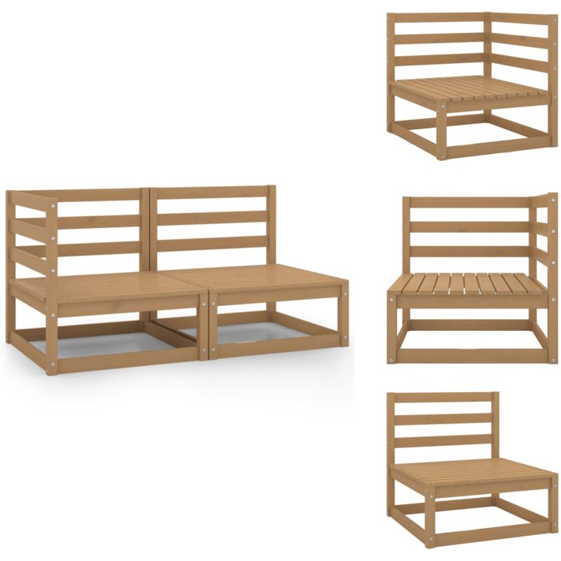 Salon de jardin 2 pcs marron miel bois de pin massif - Salon De Jardin - Mobilier De Jardin - Ensemble De Salon De Jardin - Canapé D'angle - Canapé