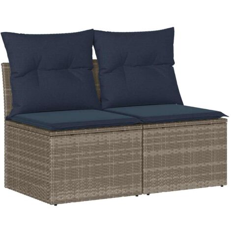 Salon de jardin 2 pcs,Mobilier de jardin avec coussins gris résine tressée acacia CFW76634