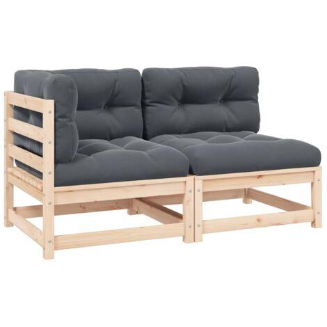 Salon de jardin 2 pcs,Mobilier de terrasse,Table et Chaise pour Relax avec coussins Bois de pin massif -YZ705440