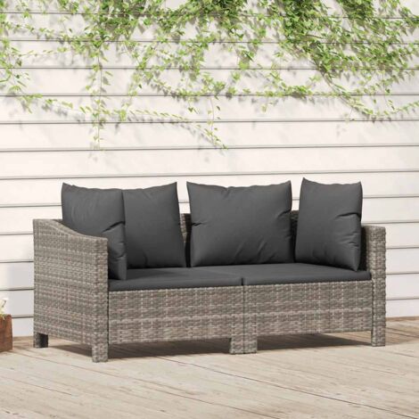 Salon de jardin 2 pcs,Mobilier de terrasse,Table et Chaise pour Relax avec coussins Gris Résine tressée -YZ706400