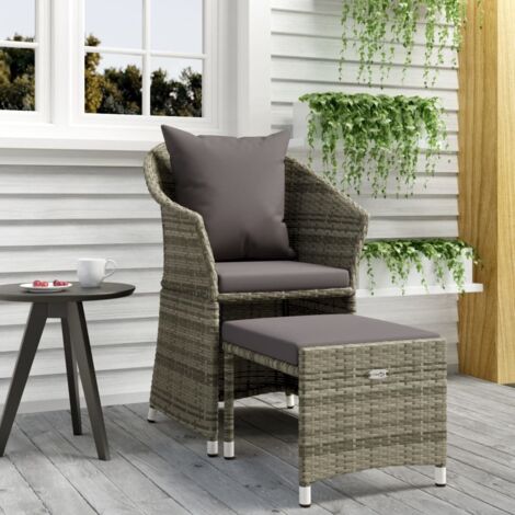 Salon de jardin 2 pcs,Mobilier de terrasse,Table et Chaise pour Relax avec coussins Gris Résine tressée -YZ800824