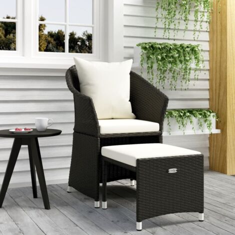 Salon de jardin 2 pcs,Mobilier de terrasse,Table et Chaise pour Relax avec coussins Noir Résine tressée -YZ911989