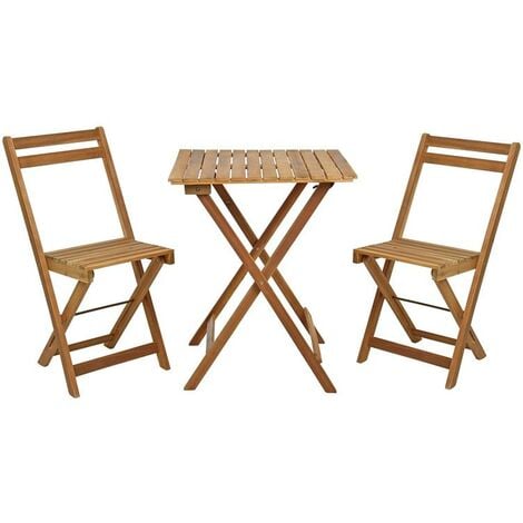 Salon de jardin 2 personnes 2 chaises et 1 table pliantes en bois