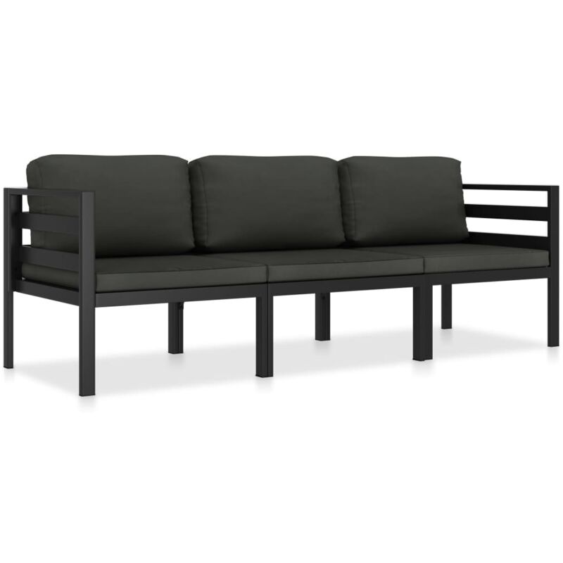 Vidaxl - Salon de jardin 3 pcs avec coussins Aluminium Anthracite
