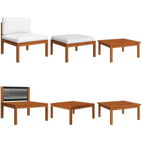 Salon de jardin 3 pcs avec coussins Bois d'acacia massif