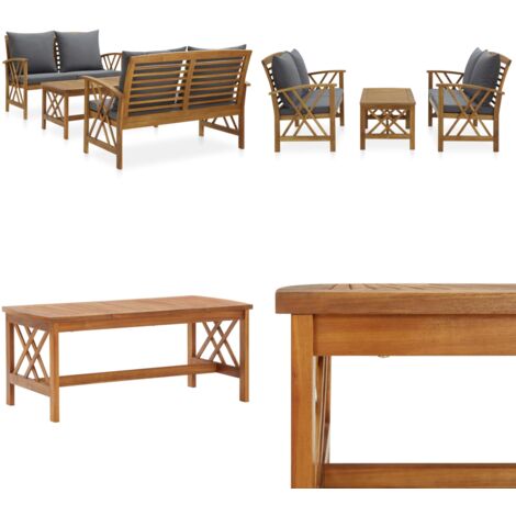 Salon de jardin 3 pcs avec coussins Bois d'acacia massif - Salon De Jardin - Mobilier De Jardin - Ensemble De Jardin - Banc En Bois - Acacia Massif - Home & Living