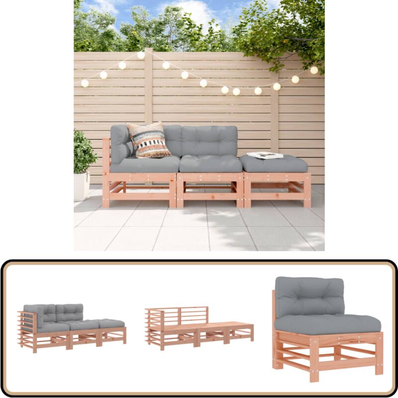 Salon de jardin 3 pcs avec coussins bois massif douglas - Salon De Jardin - Mobilier De Jardin - Ensemble Salon - Meubles De Jardin - Bois Massif